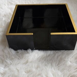 Black and Gold lacquer Square cocktail napkin holder